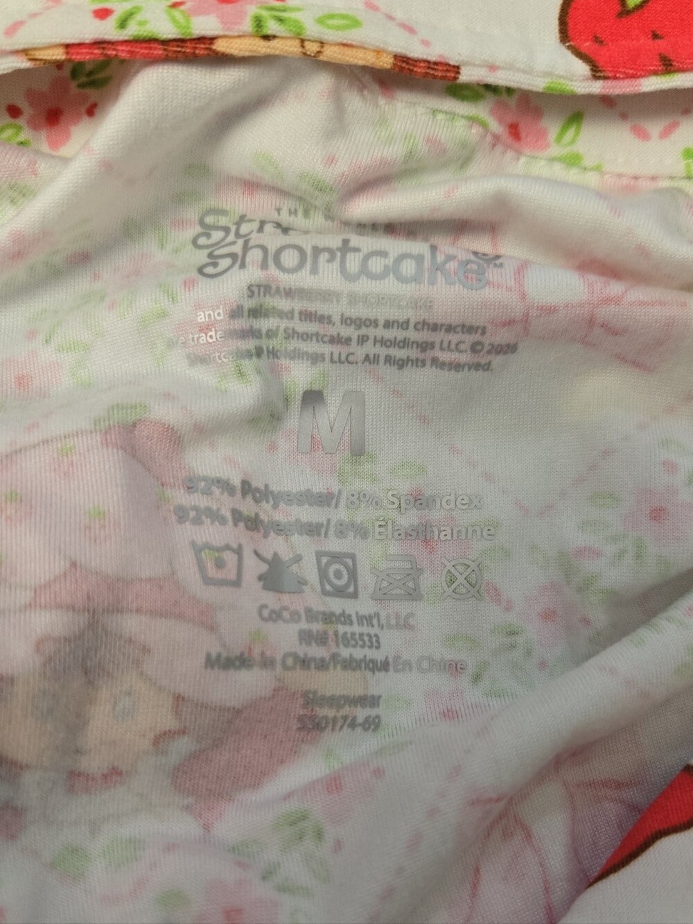 Strawberry Shortcake White Shorts Pajamas Pink Coquette Bow Size Medium - Picture 7 of 7